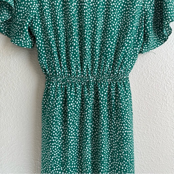 Sienna Sky Green White Polka Dot Vneck Faux Wrap Dress Dress Women’s Size Small - Picture 12 of 13